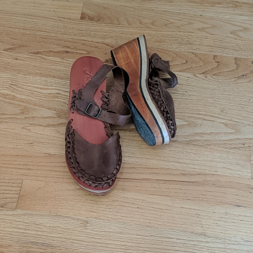 Free People Brown Leather Mules